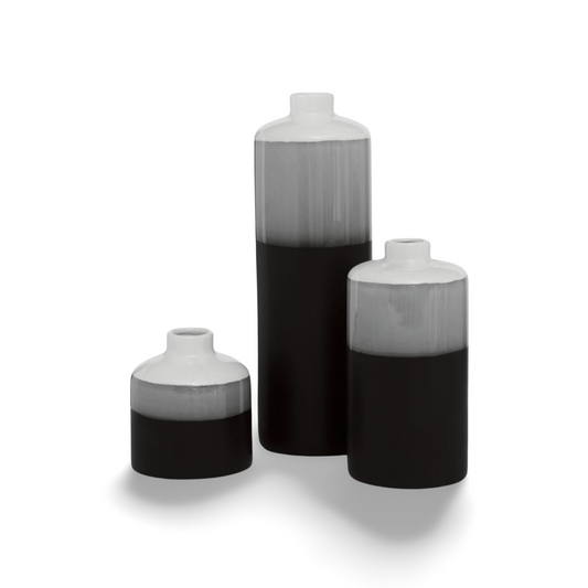 Vaas Zwart Wit Porselein 28 cm - Set 3