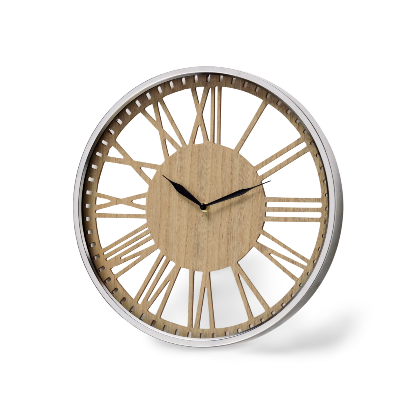 Wandklok Hout Zilver Landelijk Ø 40 cm