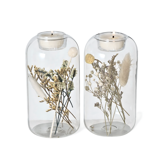 Waxinelichthouder Droogbloemen Tafeldecoratie - Set 2