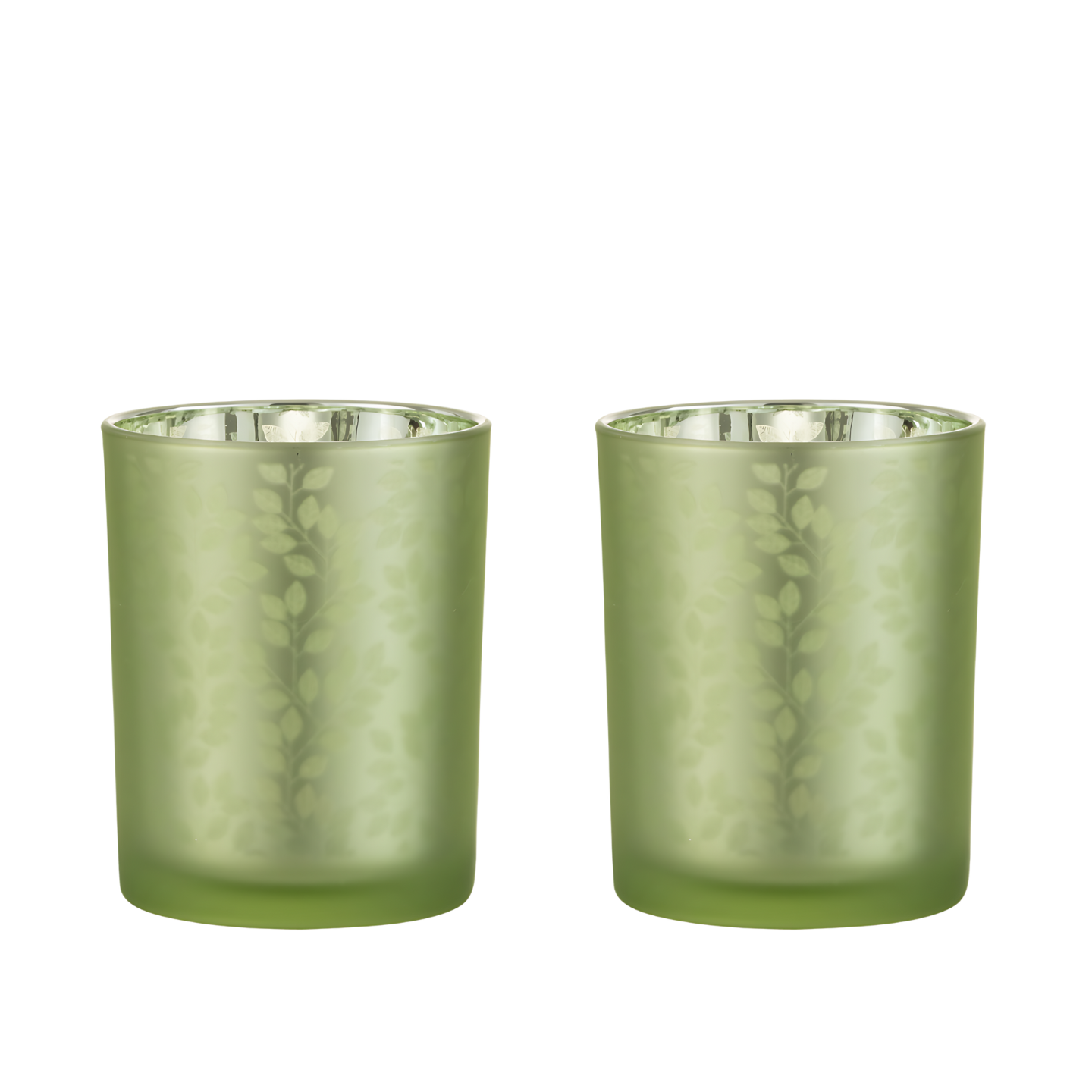 Waxinelichthouder Groot Glas Groen - Set 2