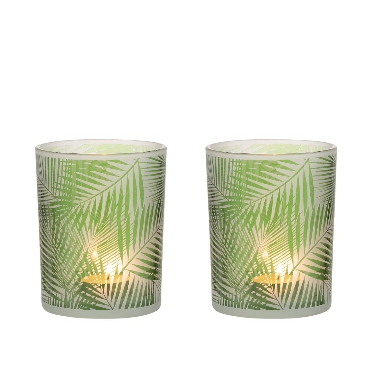 Waxinelichthouder Groot Glas Groen Tropisch Sfeerfoto 2