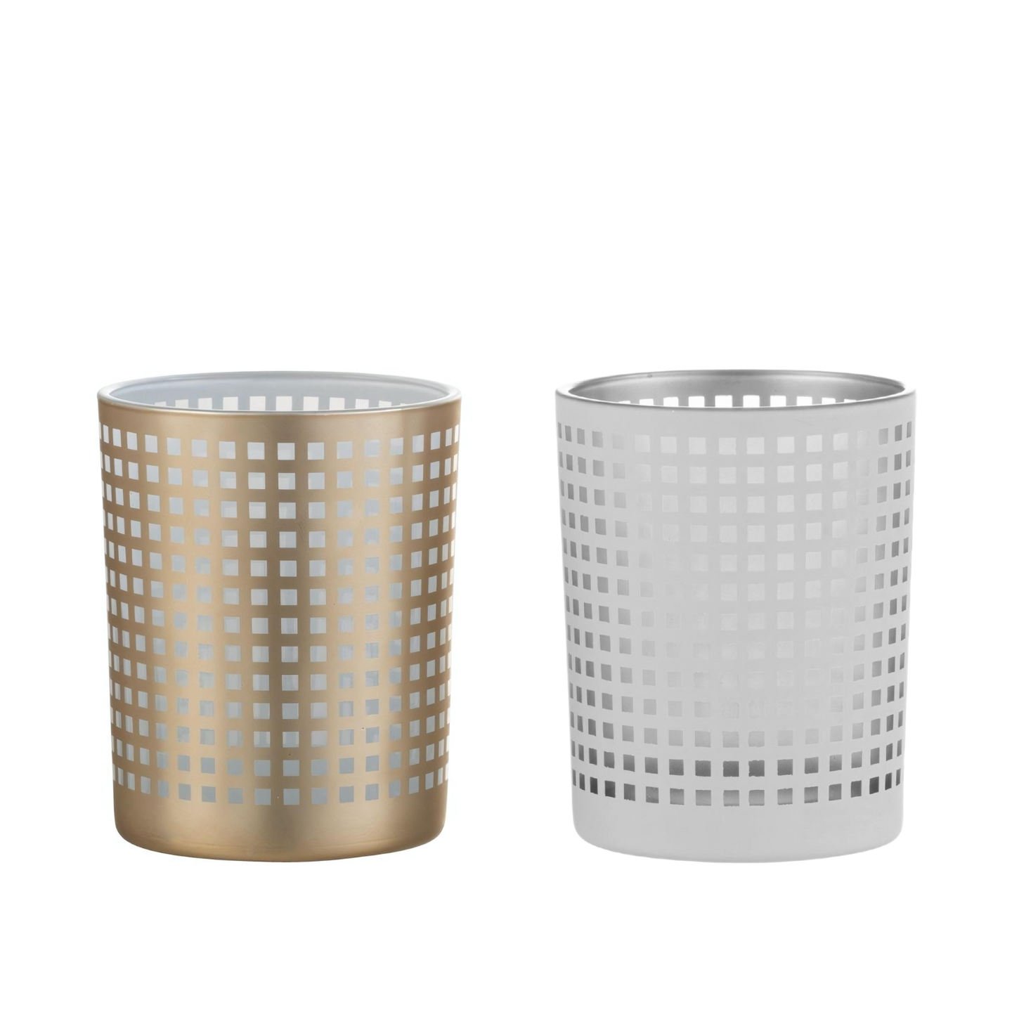 Waxinelichthouder Groot Glas Wit/Beige - Set 2