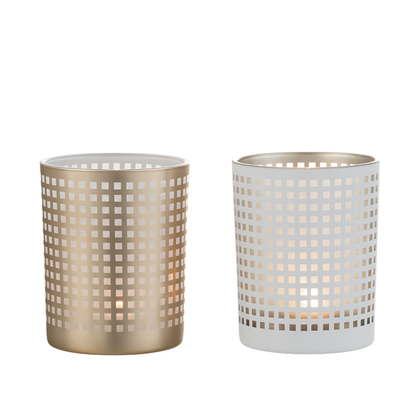 Waxinelichthouder Groot Glas Wit/Beige Sfeerfoto 2