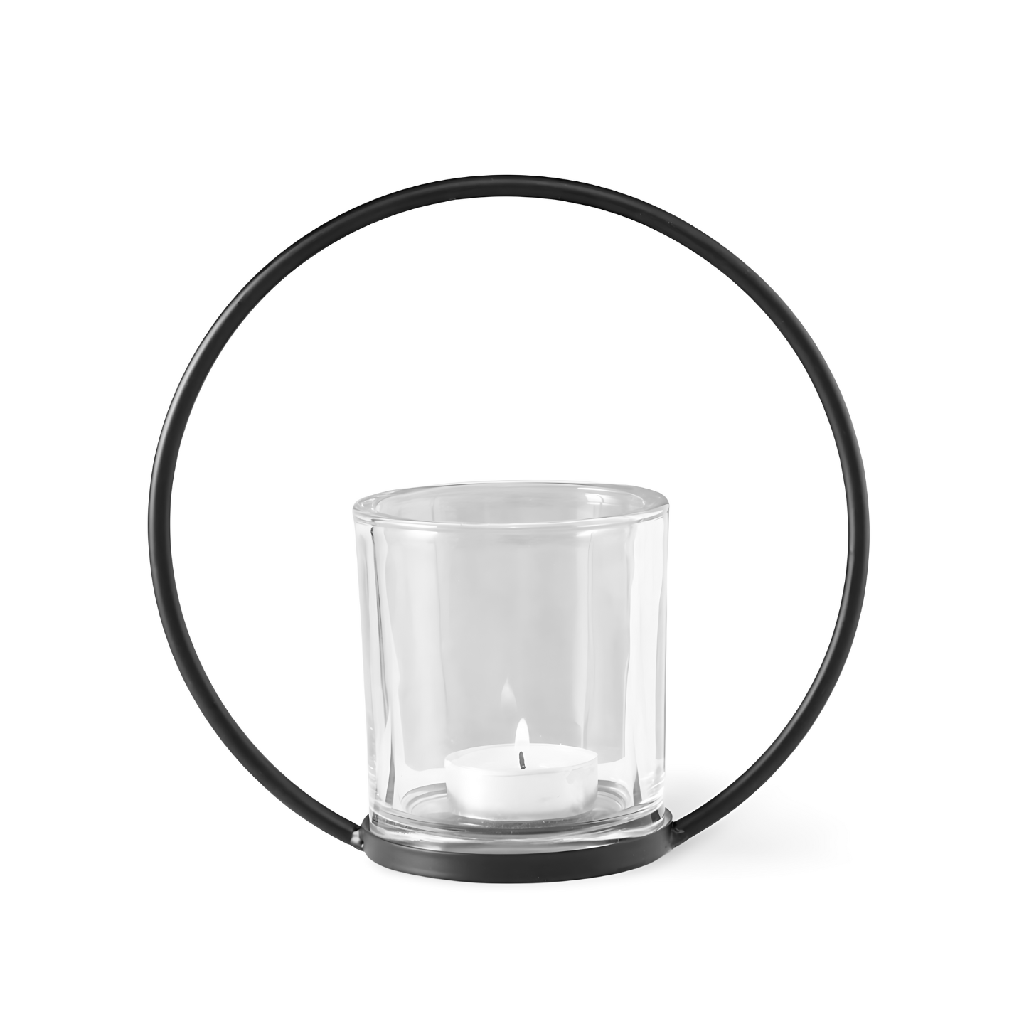 Waxinelichthouder Zwart Metaal Glas