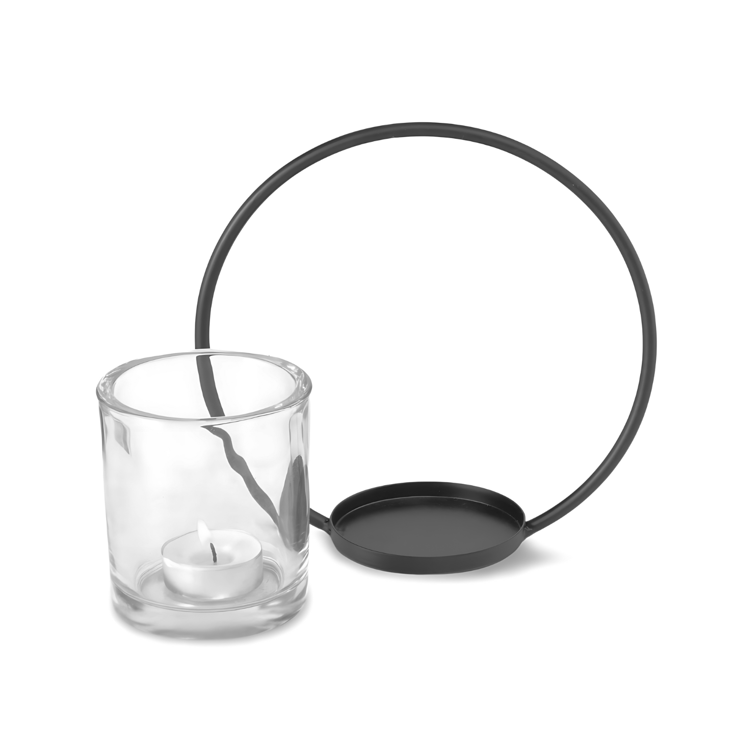 Waxinelichthouder Zwart Metaal Glas In Situatie