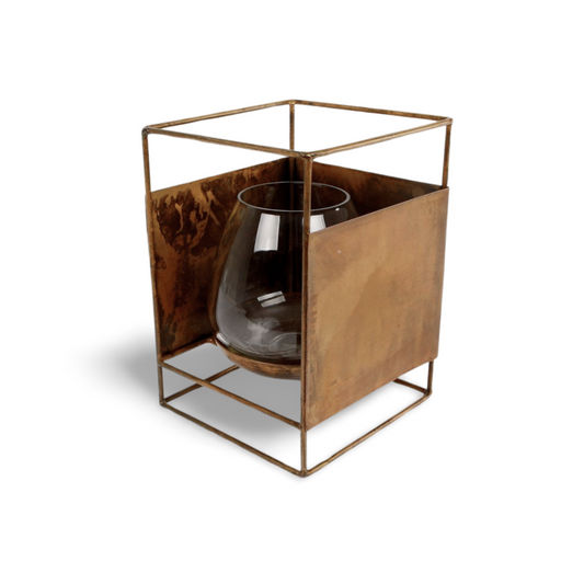 Windlicht Metaal Goud Vierkant