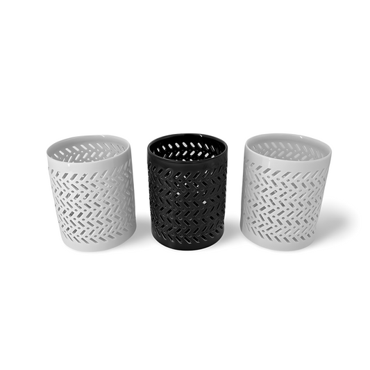 Windlicht Zwart Wit Porselein - Set 3