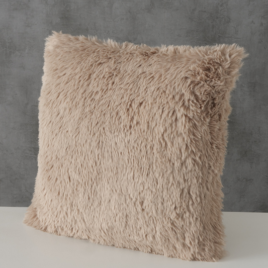 Zacht Sierkussen Nepbont Bruin Sfeerfoto