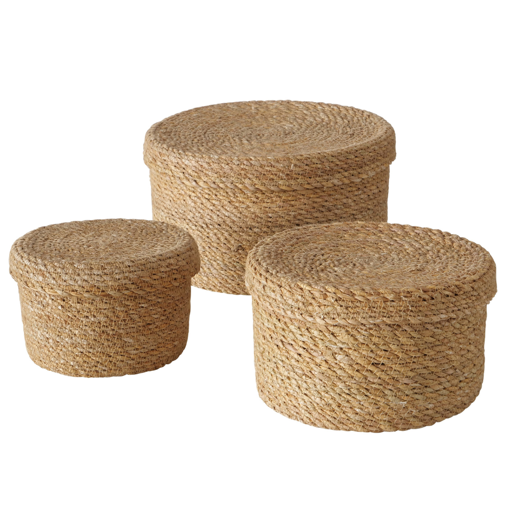 Zeegras Mand Met Deksel - Set 3