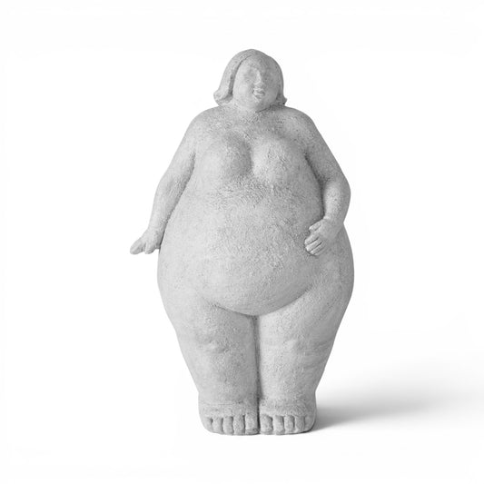 Beeld Dikke Dame Grijs