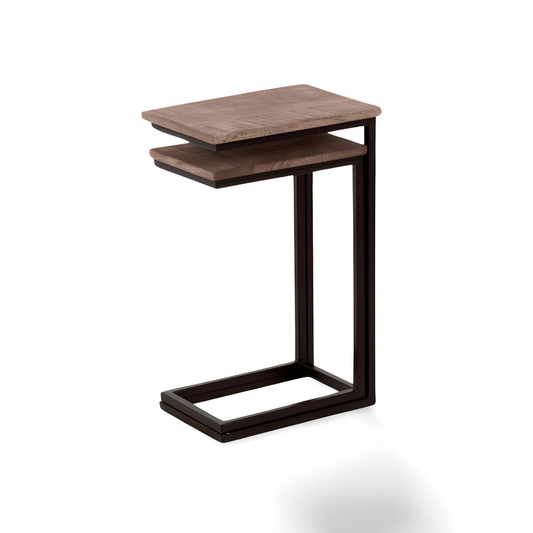 Bank Bijzettafel Hout Metaal set