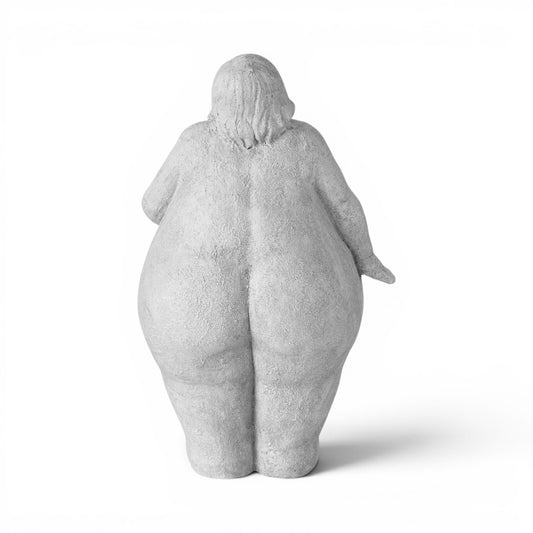 Beeld Dikke Dame Grijs Achterkant