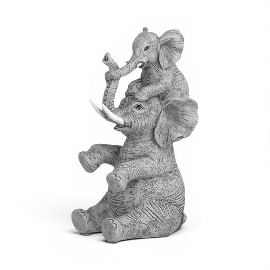 Beeld Olifant Met Kind Grijs