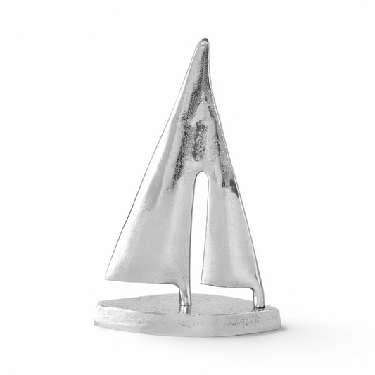 Beeld Zeilboot Zilver Aluminium Achterkant