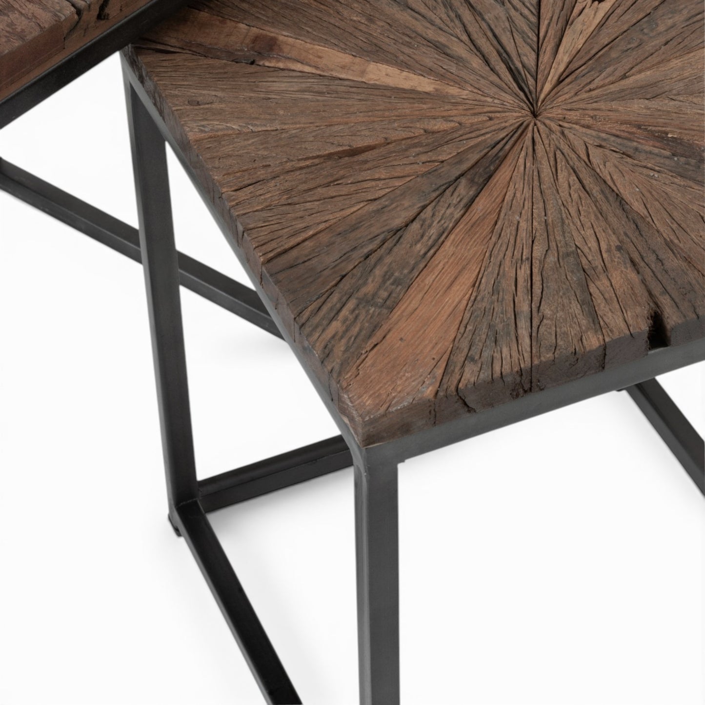 Bijzettafel Hout Metaal Vierkant Bovenaanzicht