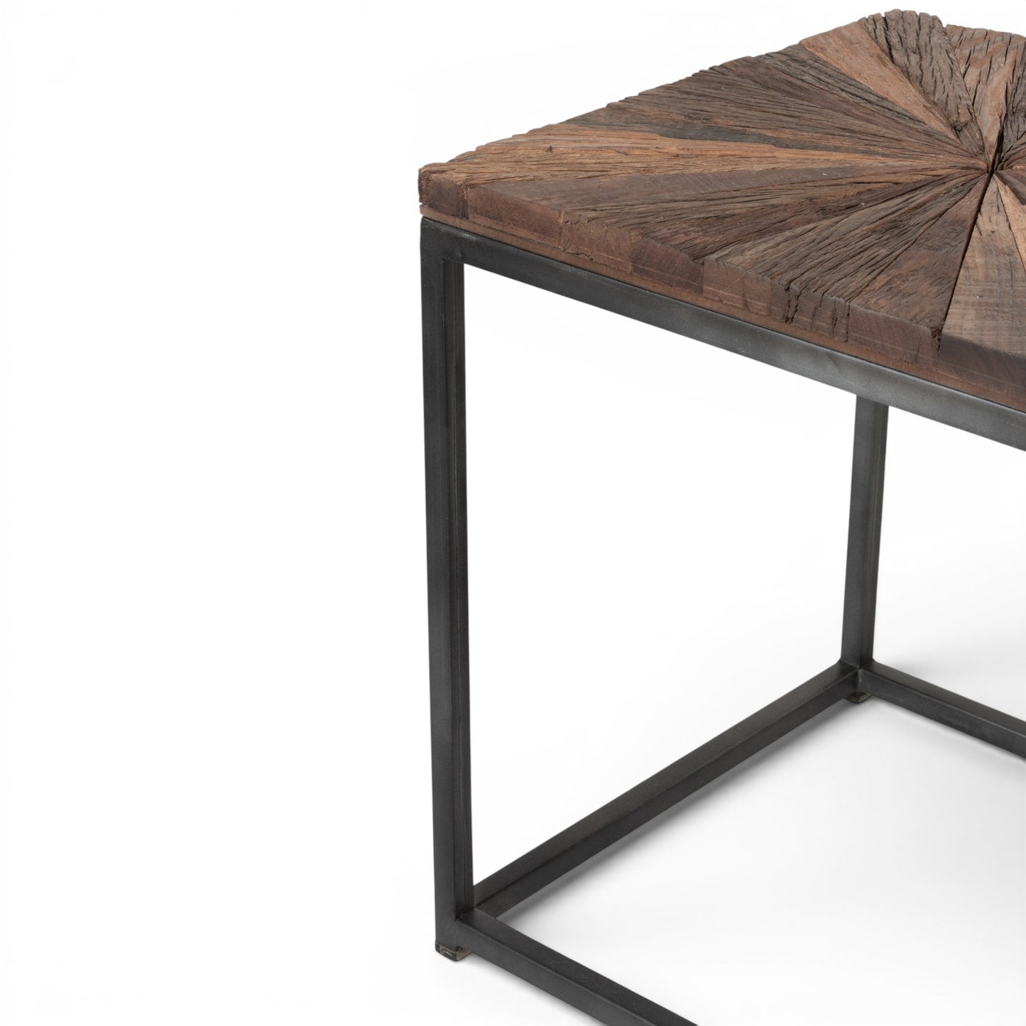 Bijzettafel Hout Metaal Vierkant Detail