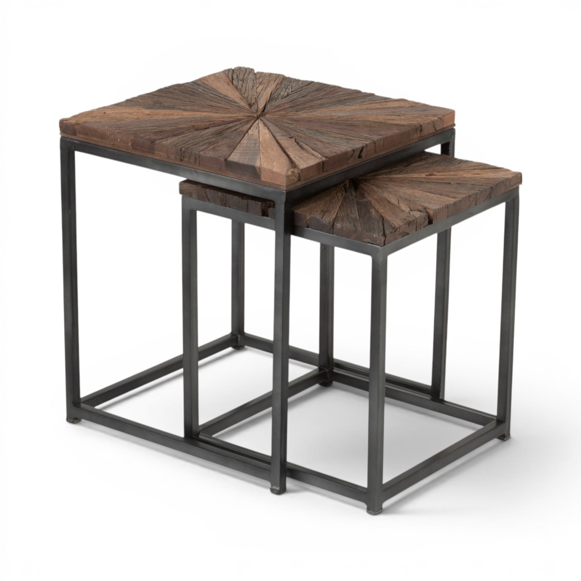Bijzettafel Hout Metaal Vierkant In Elkaar Geschoven