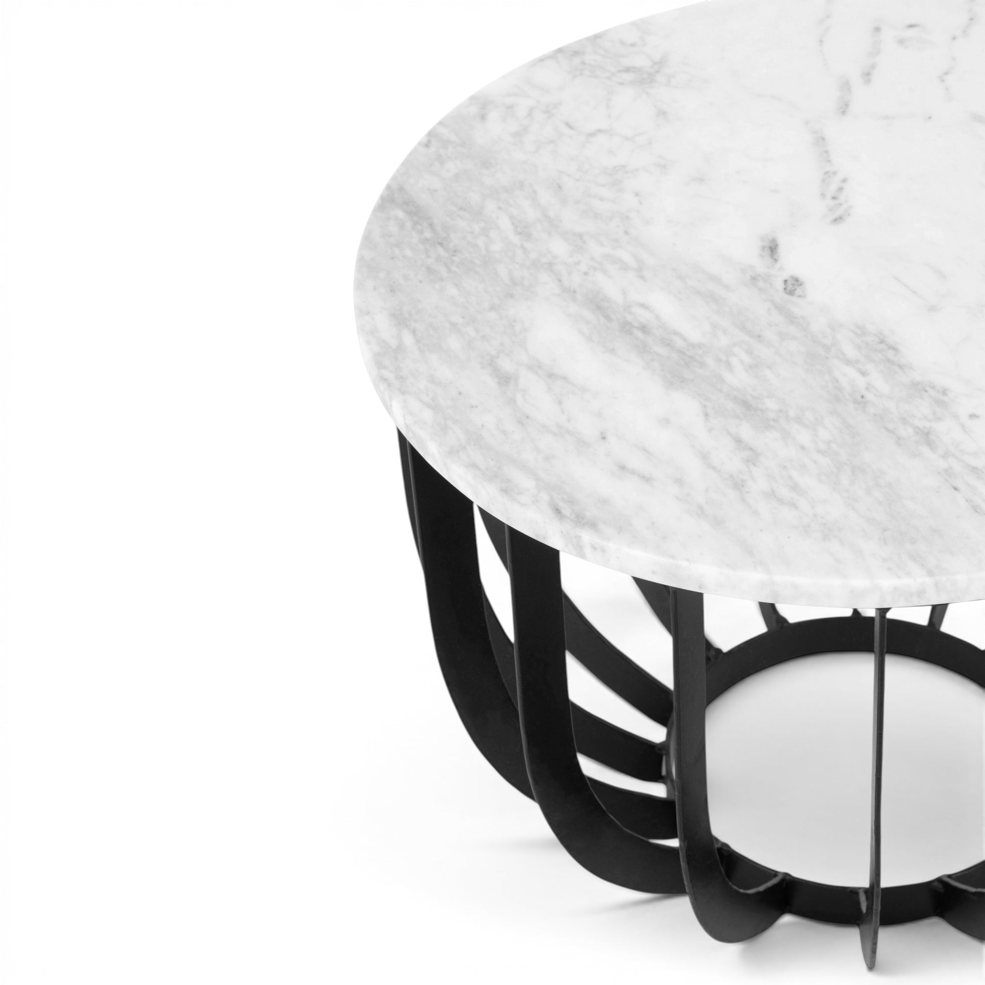 Bijzettafel Marmer Rond Wit Ø 50 cm - Bovenaanzicht