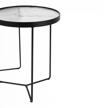Bijzettafel Rond Marmer Zwart Detail
