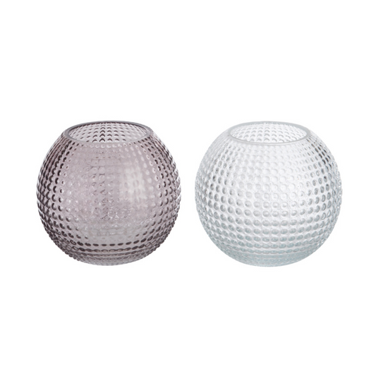 Grote Waxinelichthouder Glas Rond - Set 2