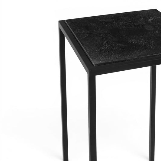 Hoge Bijzettafel Zwart Marmer Bovenaanzicht