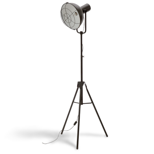 Industriële Staande Vloerlamp Zwart Metaal