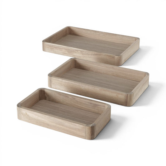 Klein Dienblad Hout Rechthoekig - Set 3