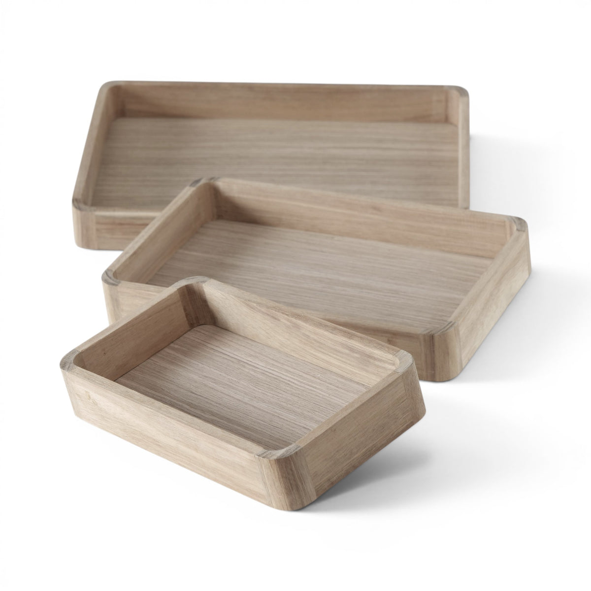 Klein Dienblad Hout Rechthoekig - Set 3 - Bovenaanzicht