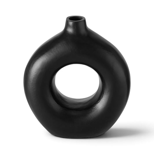 Luxe Donut Vaas Zwart Design 23 cm