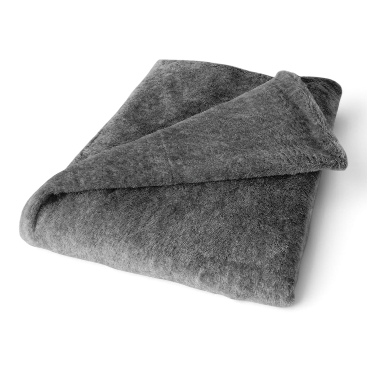 Luxe Grote Fleece Plaid Grijs Zijaanzicht