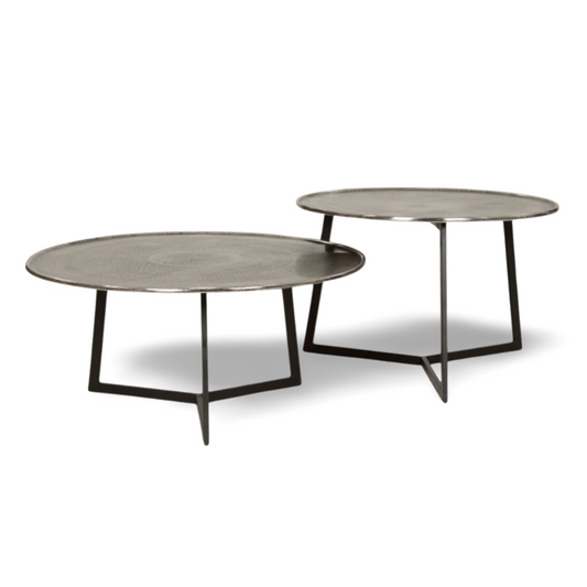 Luxe Salontafel Aluminium Rond Zilver - Set 2