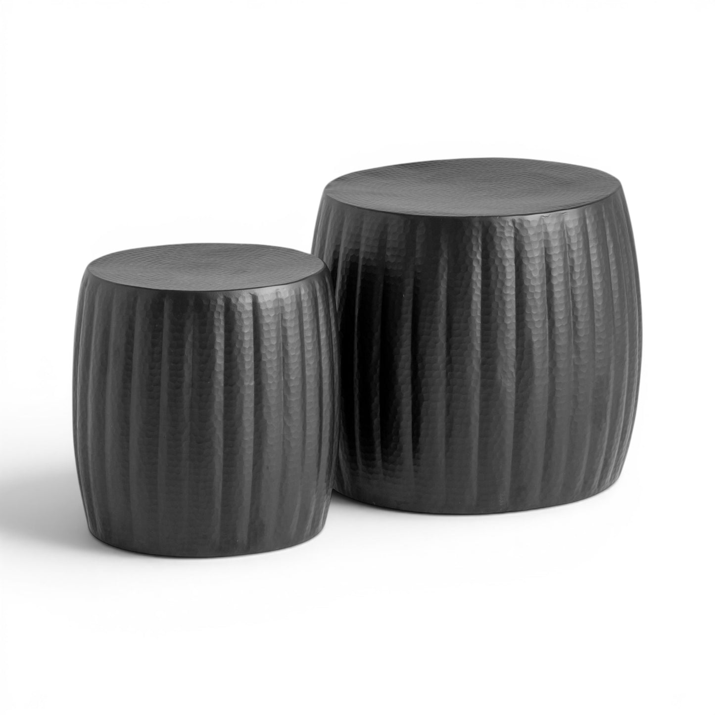 Oosterse Bijzettafel Rond Zwart - Set 2