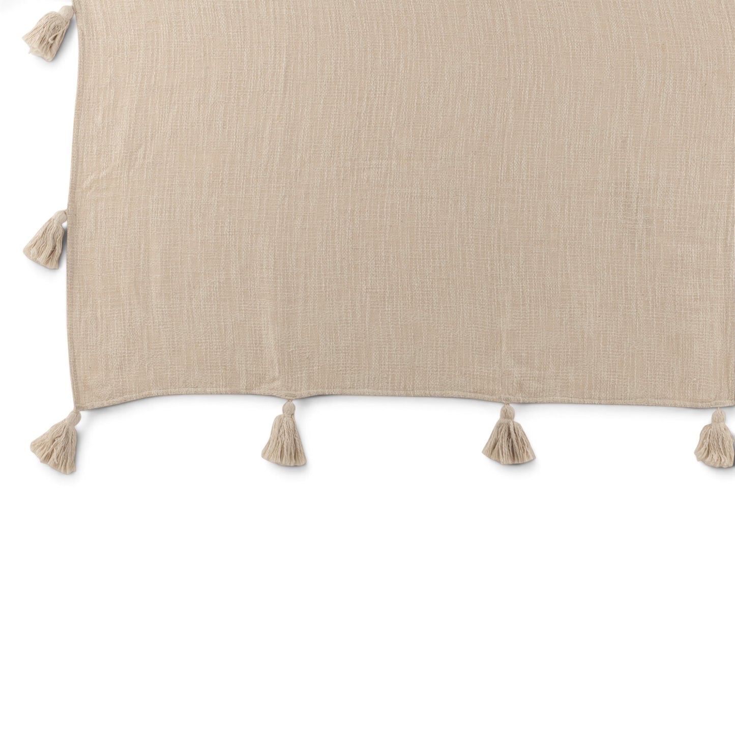 Plaid Beige Groot Met Pompons In Situatie