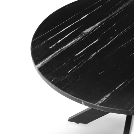 Ronde Salontafel Marmer Zwart Blad Detail