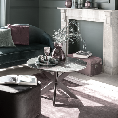 Ronde Salontafel Marmer Zwart Sfeerfoto