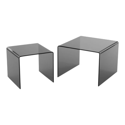 Salontafel Design Glas Vierkant Zwart - Set 2