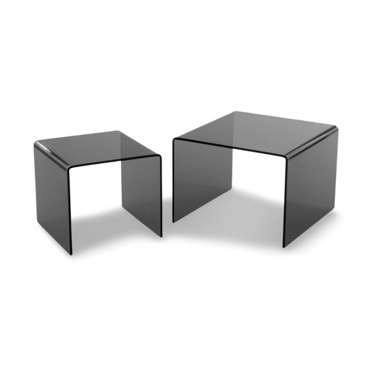 Salontafel Design Glas Vierkant Zwart - Set 2
