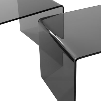 Salontafel Design Glas Vierkant Zwart Detail