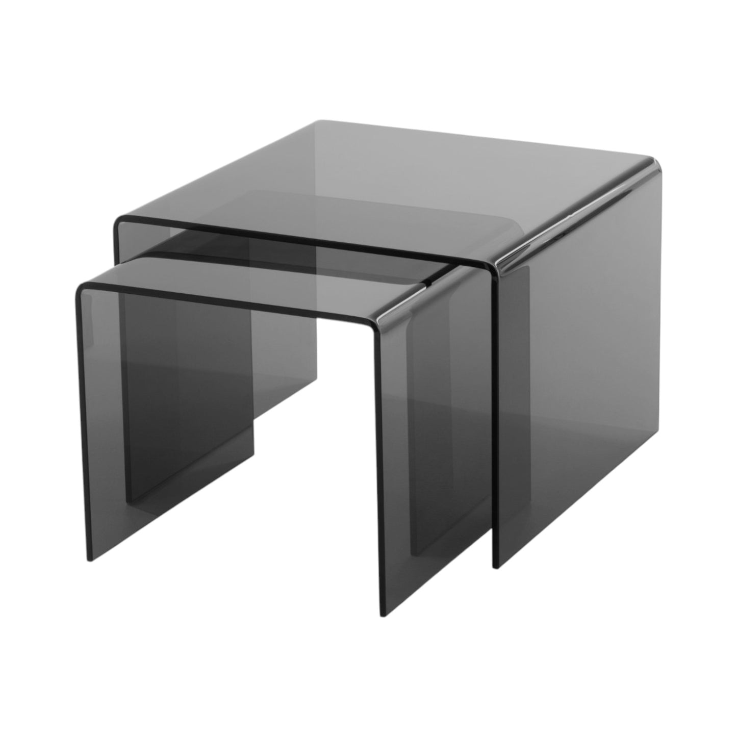 Salontafel Design Glas Vierkant Zwart In Elkaar Geschoven