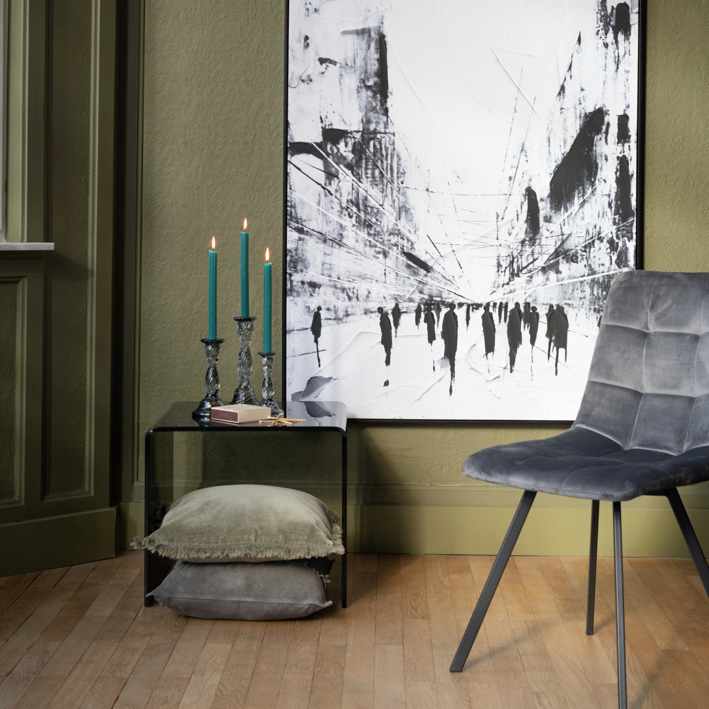 Salontafel Design Glas Vierkant Zwart Sfeerfoto