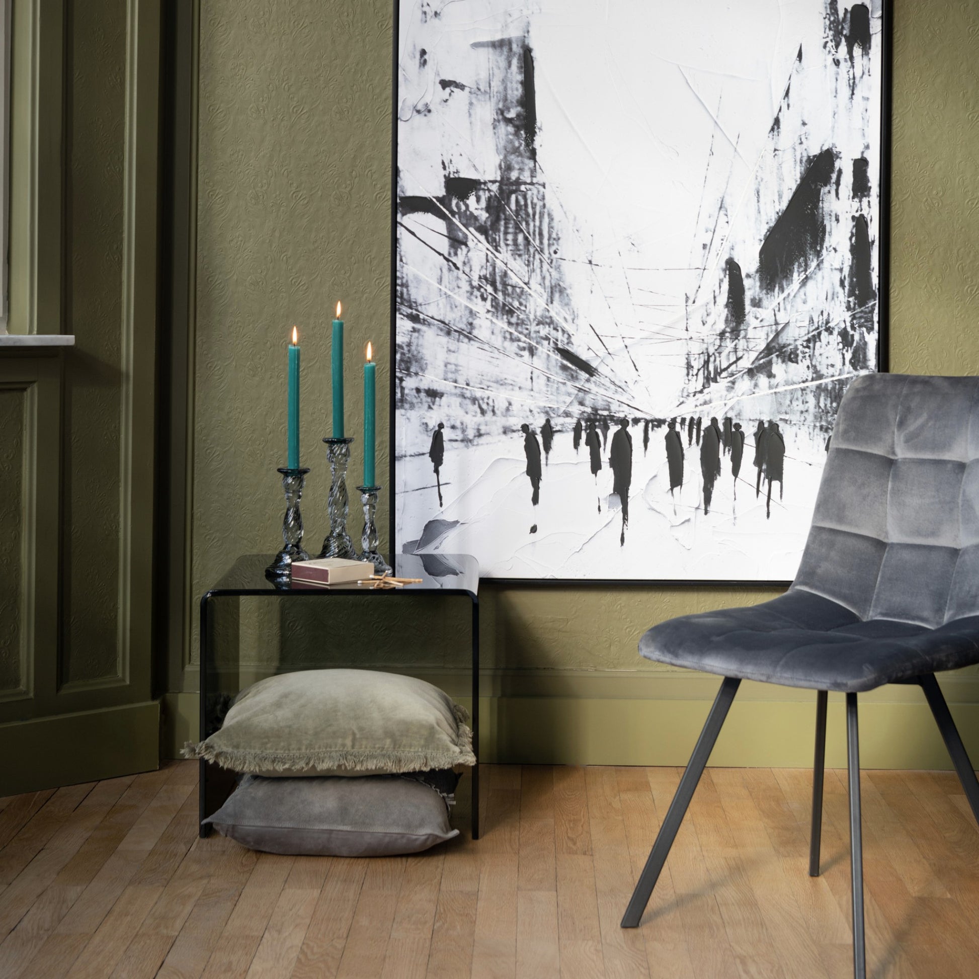 Salontafel Design Glas Vierkant Zwart Sfeerfoto