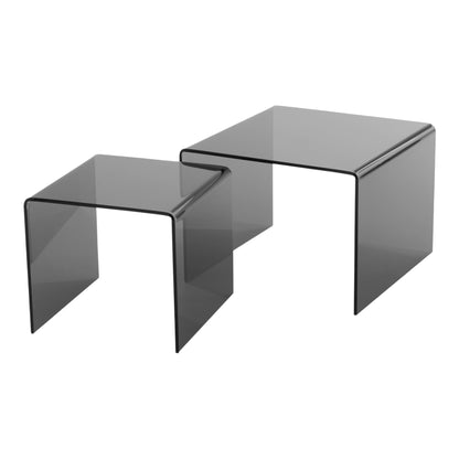 Salontafel Design Glas Vierkant Zwart Vooraanzicht