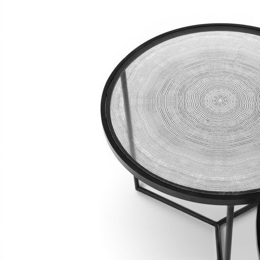 Salontafel Rond Zwart Glas Bovenaanzicht
