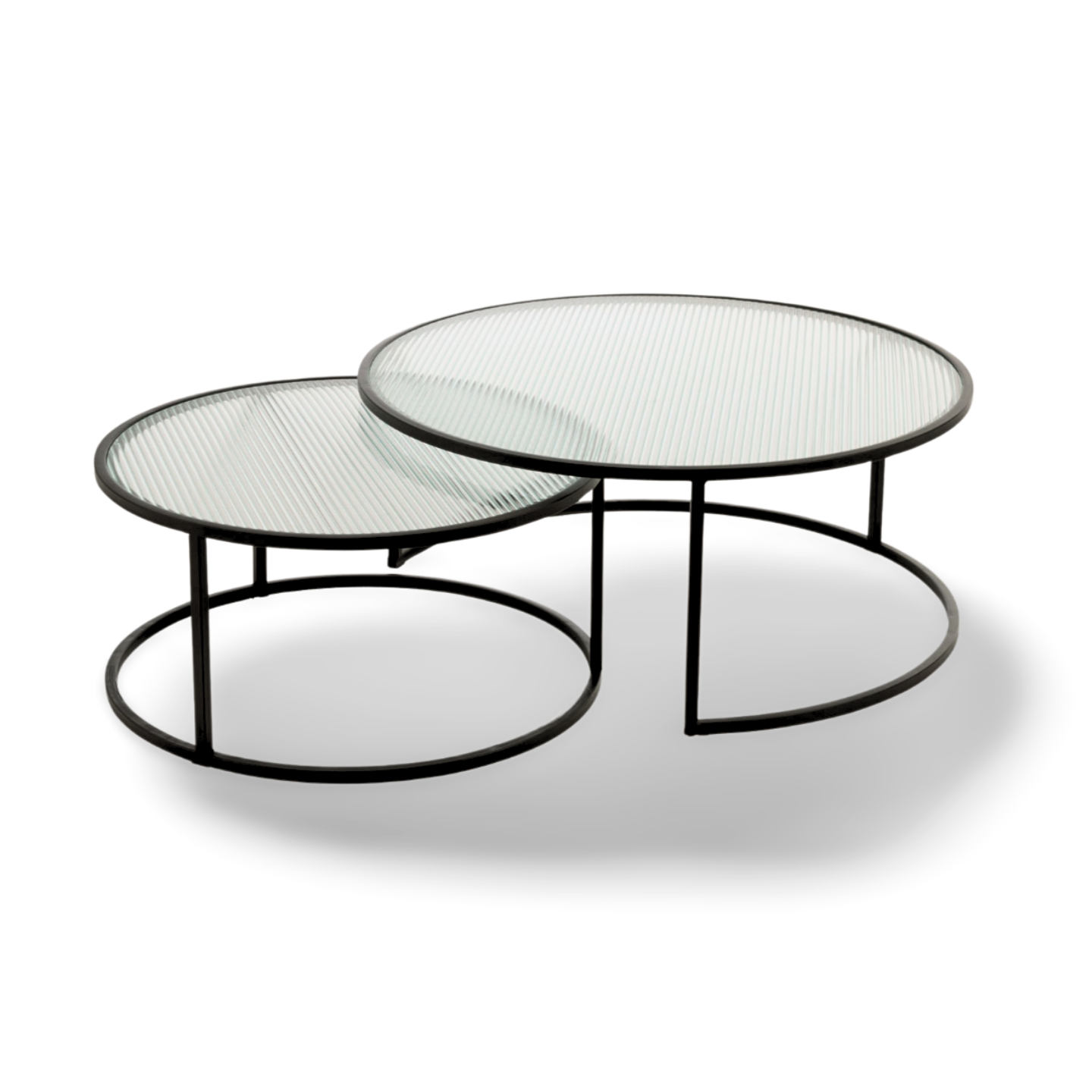 Salontafel Rond Zwart Glas Metaal - Set 2