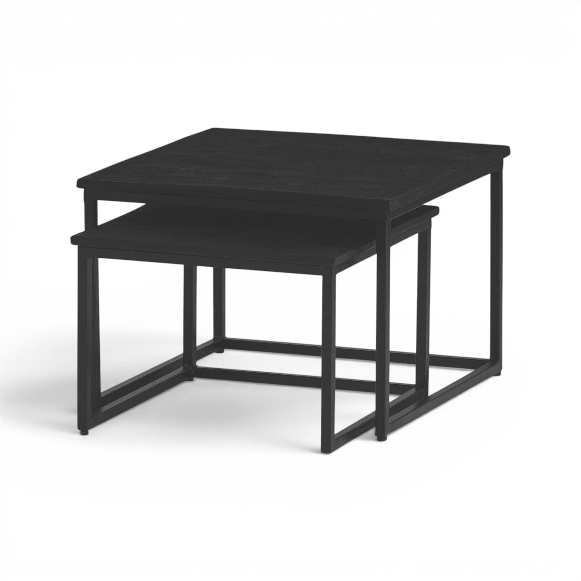 Salontafel Zwart Hout Vierkant - Set 2