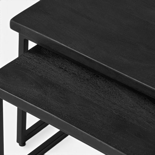 Salontafel Zwart Hout Vierkant Bovenaanzicht