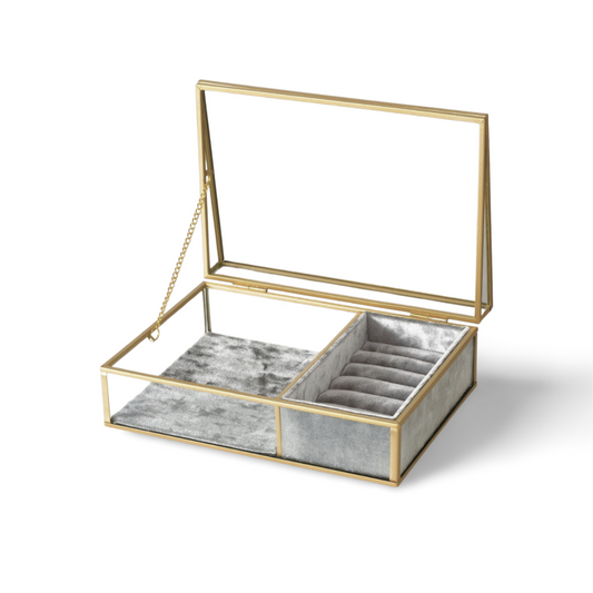 Sieradendoos Glas Goud Open