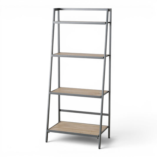 Smalle Open Kast Hout Industrieel 147 cm