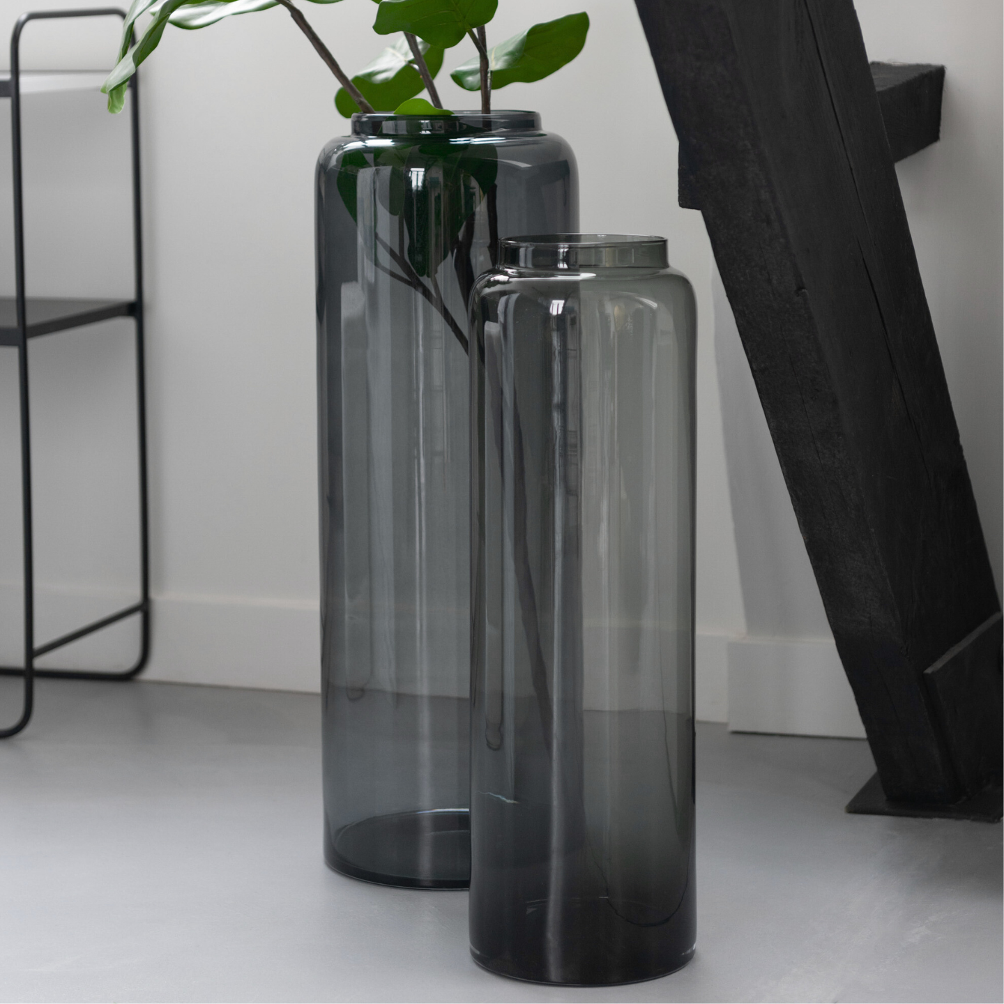 Vaas Gerookt Glas Grijs 40 cm Sfeerfoto