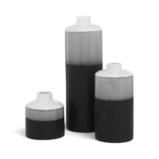 Vaas Zwart Wit Porselein 28 cm - Set 3